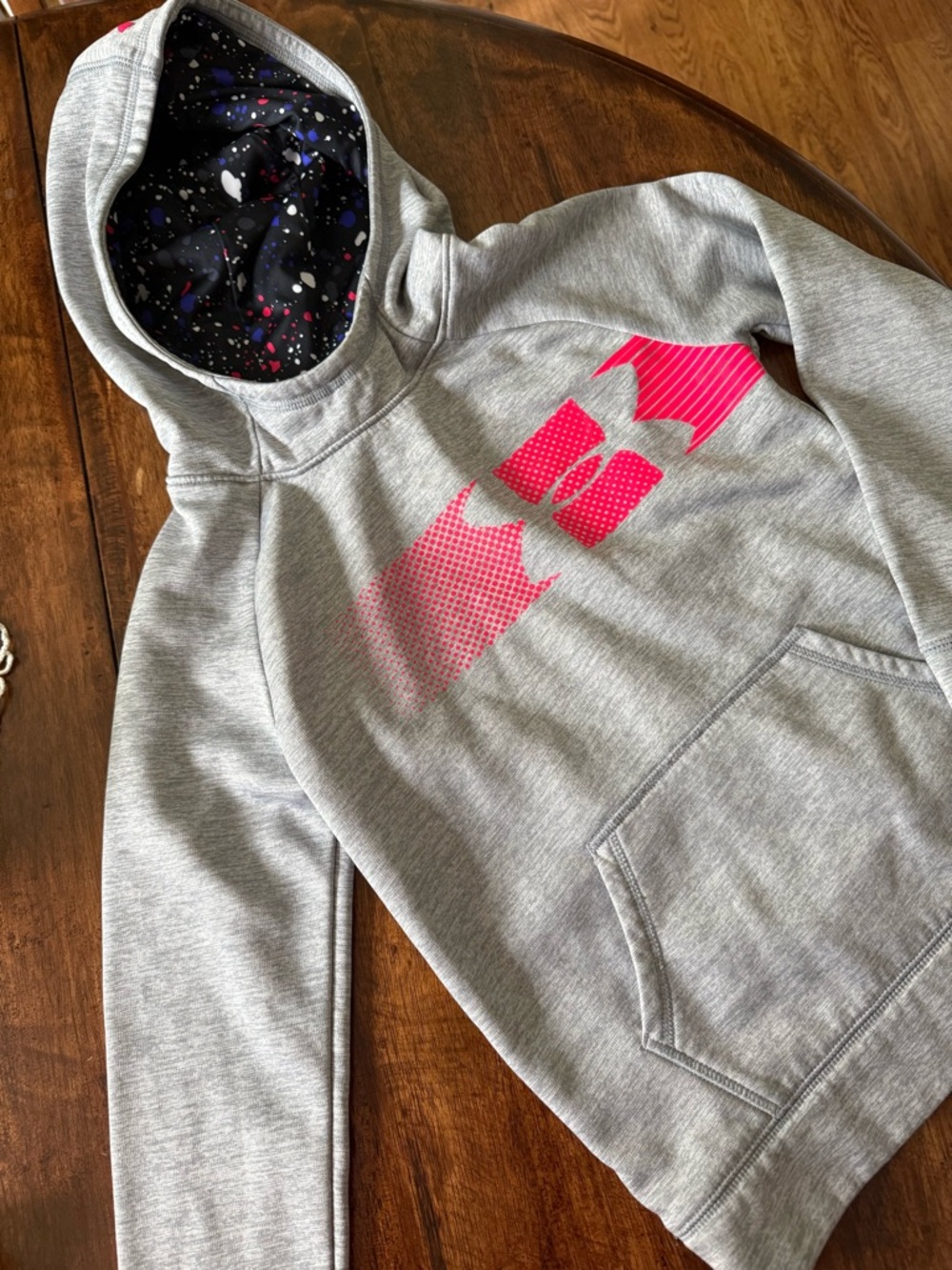 Under Armour Gray Hoodie with Speckled Black Hood Lining